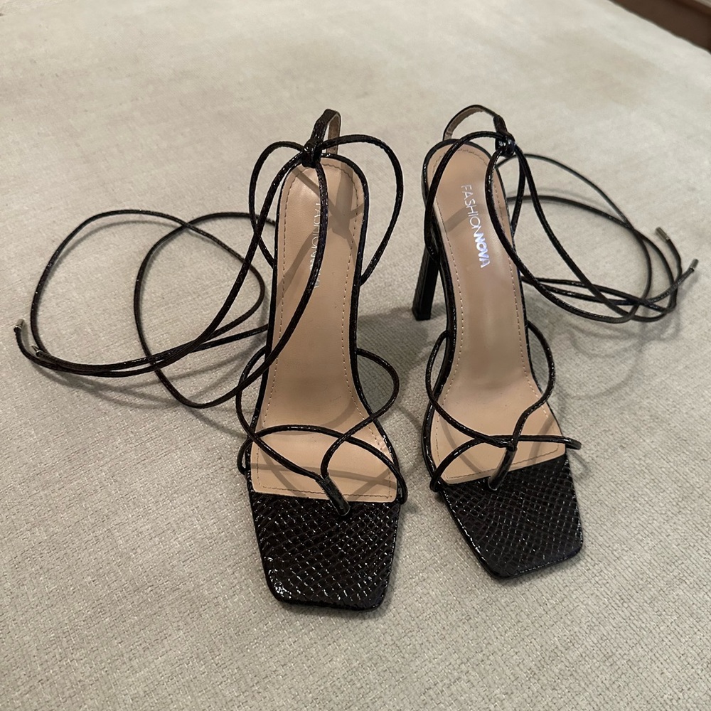 Fashion Nova Brown Lace-Up Heels